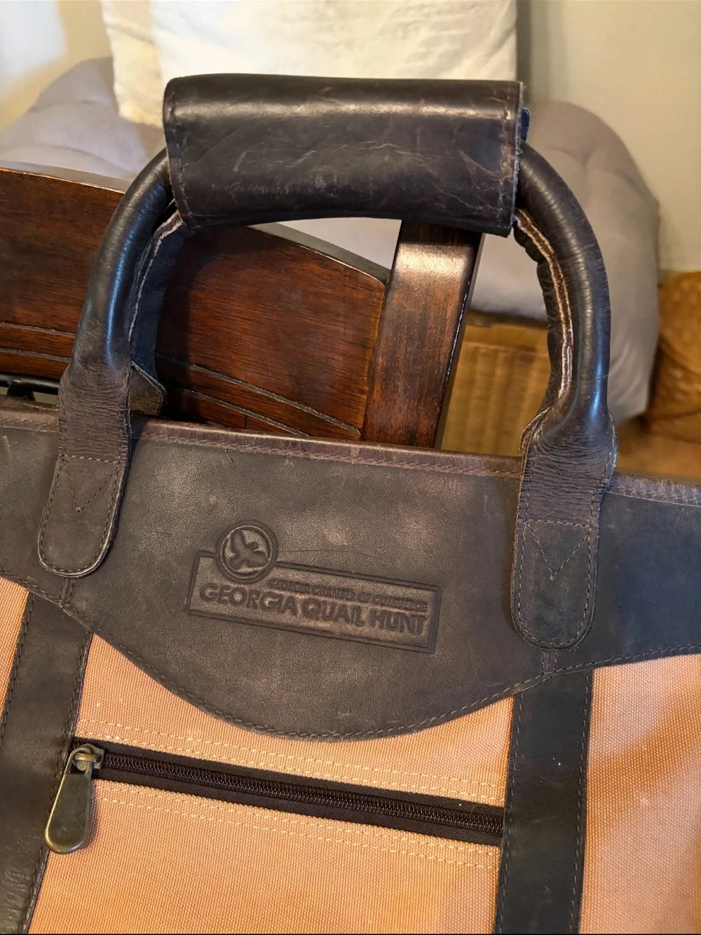 Canyon Outback Georgia Quail Hunt Canvas Leather Duffel Bag Weekender 22